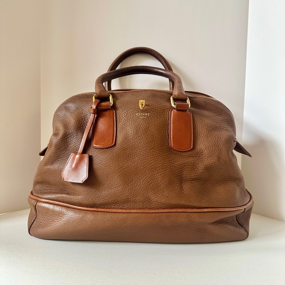 CELINE 🤎 by Phoebe Philo Large Brown Leather Bowling Bag Handbag